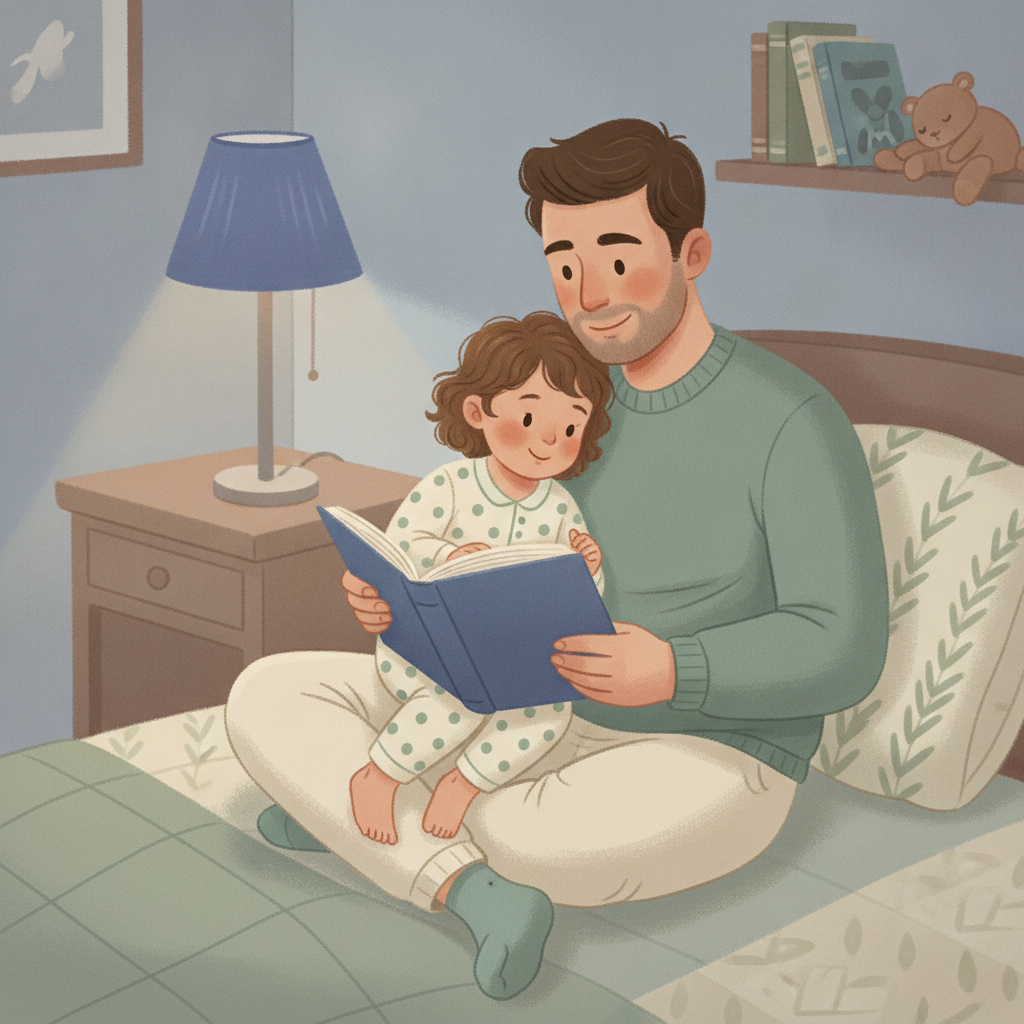 Вечерний ритуал чтения между отцом и ребенком